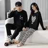 2024 Latest Spring Autumn Cott Couple Pajamas Men Women Carto Nightdr Crewneck Print Home Suit Set Casual Loose Sleepwear L2So#