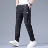 Gratis fartyg 2023 herrar Summer New Straight Leg Casual Pants Mid Rise Zipper Split Thin Fi C7pm#