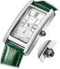 Ladies quartz watch ladies fashionable rectangular dress watch with leather strap and sapphire crown