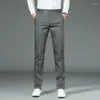 Pantalones para hombres Traje de negocios recto de lujo de alta calidad Hombres Diseñador de fibra de bambú Otoño Invierno Elegante Casual Largo Pantalón formal Masculino