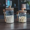 Lagringsflaskor 3 Set Glass Spice Jar kaffesockerbehållare för bänkskörning med skedburkar