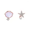 Studörhängen 2024 Fashion Starfish Shell Female Temperament Round Face tunnare Zircon Pearl Gift