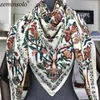 Luxuremerk 100% Twill Silk Scarf Square 130*130cm Scarf sjaals Design Print Kerchief Women Neck Shawl Wraps Echarpe Hijab 240321