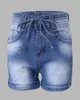 Casual hög midja denim Shorts Pocket Zipper bunden detaljdesign ovanför knä dagliga kvinnor mode mager kort 240319