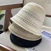 Wide Brim Hats Japanese Simple Knitted Fisherman's Hat Women Spring And Summer Solid Color Casual Versatile Hollow Sunscreen Sunshade Basin