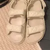 Women Shoes Calfskin Dad Sandals Quilted Summer Designer Sandal Dress Shoes Platform Flats Low Heel Wedge Diamond Buckle Sandal Slip On Ankle Strap Flop 35-41