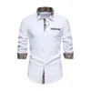 Chemises décontractées pour hommes Hommes formel haut style rétro printemps / automne chemise avec contraste couleur impression design simple boutonnage coupe ajustée à manches longues