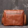 Sac à tannage végétal marron café grain supérieur en cuir véritable femmes hommes sacs de messager A4 mâle épaule de haute qualité Vintage M1023