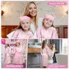 6/10/12 مجموعة أردية عيد ميلاد SET SPA للفتيات KIMONO SATIN ROBE PINK Spa Party FAVORS FOR KIDS Child Birthday SPA KIT 240323