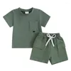 Conjuntos de roupas Sunsiom 0-3 anos bebê meninos roupas conjunto de manga curta tripulação pescoço camiseta com cintura elástica shorts 2pcs roupa de verão