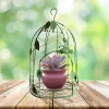 Planters Vintage American Country Style Wall Hanging Metal Wire Iron Half Bird Cage Flower Pot Desktop Garden Decor Succulent Plants Pot