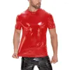 T-shirts pour hommes S-5XL Mens Faux Cuir PVC Clubwear À Manches Courtes Wet Look Brillant T-shirt Top Costume Sexy Discothèque Bodycon Veste Tops