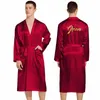 Abito da sposo da sposa Abito da uomo Home Wear Indumenti da notte in raso Manica Lg Kimo Accappatoio Abito da uomo Brzing Lettera Loungewear Nightdr H9OY #