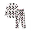 Leuke Rood Hart Pyjama Sets Lente Zwarte Poten Print Fi Slaap Nachtkleding Mannen 2 Stuk Retro Oversized Ontwerp Nachtkleding Aanwezig v18d #