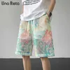 Męskie szorty una reta letnie męskie szorty 2024 NOWOŚĆ HIP HOP HOLLOWS DRODLEDS HARAJUKU Gradient Print Beach Loose Shorts J240325