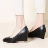 Dress Shoes Pointed Cowhide Work Women's High-heeled Office Slope-heeled El Stewardess's