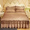 3 Pcs Bedspread on The Bed Luxury Lace Bed Skirt Thicken Beautiful Bed Linen Cal Bedding Sheets Home Bedspreads Queen/King Size 240314