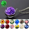 Pendant Necklaces Luminous Flower Necklaces Rose Lotus Cherry Blossoms Sunflower Necklace Women Glass Ball Pendant Glow In The Dark Jewelry GiftC24326