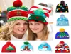 Snowman Knitting Beanie Hat Toy Toy Flake Snow Christmas Tree Ladies Kids Warm Fur Ball Light Up Hip Hop Hat9700415