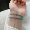 Chaîne de tennis en argent Sterling S925, Zircon Turquoise tissé 2MM 3MM, peut être personnalisé pour les bracelets cadeaux pour hommes et femmes