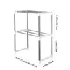 Kitchen Storage Double Stainless Steel Microwave Oven Shelf Standing Type Adjustable Rack Independent Detachable