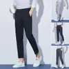 Calças cortadas elegantes Butt Masculino Busin Pants Slim-fitting Pure Color Pencil Pants 10IU #