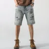 Män sommar korta jeans rippade patchwrok målning stretch fi desinger rak denim shorts hip hop punk stil moto cyklist t3ps#