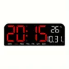 1pc 9 Inch Large Digital Wall Clock, Temperature Date Week Timing Countdown Auto Dimmable 4 Levels Manual Brighess Adjustment Plug in Use Table Clock 2 12/24H