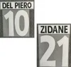 1996 1997 Retro 21 Zidane 10 Del Piero Namest Printing Iron su badge di trasferimento9068355