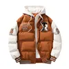 FI förtjockad basebolljacka Ny falsk tvådelar Huven Cott Coat Winter Outdoor Warm Coats Luxury Brand Clothing N2LC#