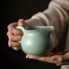 Tasses et soucoupes de 250ml, tasse de foire au four Ru chinois, porcelaine azur faite à la main, diviseur de thé Public, service à thé en céramique, accessoires de salle