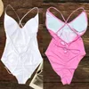 Women's Swimwear Padded TEAM Bride Thong Women One Piece Swimsuit Bachelorette Party Bathing Suit Beachwear High Cut Backless