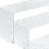 Piatti decorativi 3 pezzi Display acrilico Riser Scaffale da collezione Stand rettangolare trasparente per collane di bambole Dessert