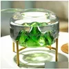 Aquariums Creative Snow Mountain Gold Fish Tank Simple Household Glass Tabletop Round Mini Aquarium Living Room Small Decoration Drop Dhvyu