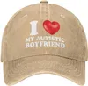 Gorras de bola I Love My Autistic Boyfriend Hat para hombres Béisbol ajustable