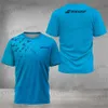 Herr t-shirts herr t-shirt fast färg tenniskläder andningskläder sommar fitness kort slve mens badminton sport pullover t240325