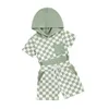 Ensembles de vêtements Petit enfant garçons Tenues d'été Damier à capuche T-shirts à manches courtes Tops Taille élastique Shorts 2pcs Ensemble de vêtements