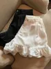 Damesshorts Zwart Wit Hoge taille Wijde pijpen Ruches Pantalones Cortos De Mujer Sexy Zomer Korte Rokken Y2k Feminino Broek