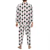 Leuke Rood Hart Pyjama Sets Lente Zwarte Poten Print Fi Slaap Nachtkleding Mannen 2 Stuk Retro Oversized Ontwerp Nachtkleding Aanwezig v18d #