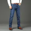 2023 Spring Summer Office Busin Jeans Men Classic Blue Cott Stretch Straight-leg Denim Pants Male Brand Trousers E9va#