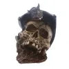 Skulpturer Creative Skull Snake Owl Wolf Staty Harts Animal Skeleton Sculpture Home Office Desk Decoration Ornament Gift Halloween Decor