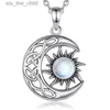 Chokers Huitan Aesthetics Sun Moon Design Womens Pendant Necklace Imitation of Opal Boho Style Beach Voice Jewelry Giftc24326