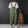 2023 Summer Men Bib Pants Solid Color Casual Jumpsuits Women Streetwear Joggers Multi Pockets Fi Suspenders last Overall I6f8#