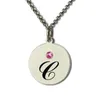 Pendant Necklaces Women Sterling Silver 925 Necklace Custome Letter Initial Couple Chain Disc Pendants Birthstone Jewelry For Lover