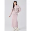 Zweiteiliges Kleid Herbst Rosa Chic Style Jacke Set Damen Hohe Taille Halbrock Spitze Kurz Süße Dame Zweiteilige Qualität