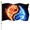 ملحقات Yin Yang Flag Ice and Fire Art Design House Indoor Party Decoration في الهواء الطلق الأعلام مخيطًا مزدوجة البوليستر مع الحلقات النحاسية