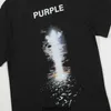 High Quality Fashion New 2024 Summer Street Brand Purple Seaside Night Scene Print Pure Cotton Loose Fat Guy Short Sleeve t