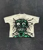 Men's T-Shirts Summer Goth devil graffiti print T-shirt mens y2k high strt hip-hop plus size couple T-shirt Goth round neck casual top T240325