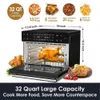 Quarti (circa 32 litri) Combinazione di friggitrice e tostapane digitale, piano di lavoro per cucina con forno a convezione, friggitrice ad aria intelligente 19 in 1, forno per pizza, tostatura e