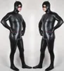 Black Shiny Lycra Metallic Catwoman Catsuit Costume Unisex Outfit Sexy Women Men Cat Tights Costumes Bodysuit Halloween Party Fanc7904394